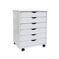 thumbnail image 2 of Pemberly Row Modern Solid Wood 6-Drawers Wide Roll Utility Cart in White, 2 of 8