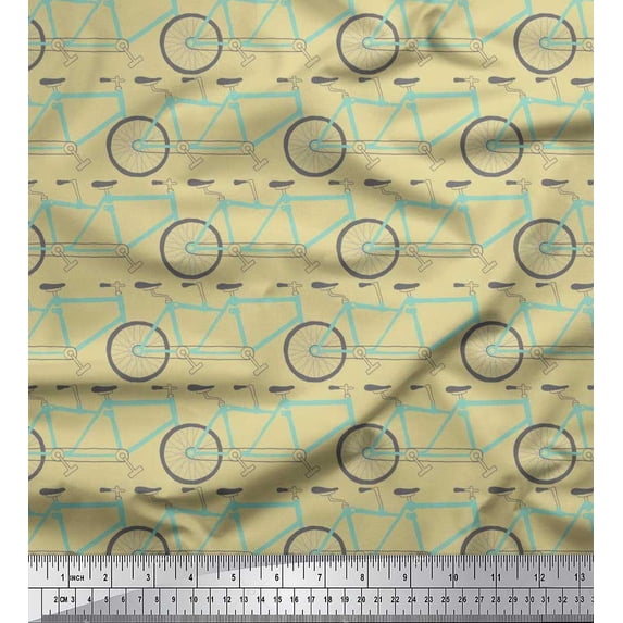 Soimoi Polyester Crepe Fabric Bicycle Transport Printed Craft Fabric by The Yard 42 Inch Wide