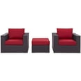 thumbnail image 4 of Modway Convene 3 Piece Outdoor Patio Sofa Set in Espresso Red, 4 of 6