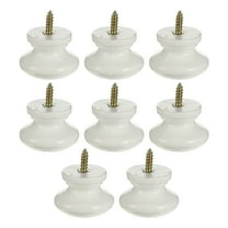 MRLESS 8 Pack Round Wood Cabinet Knobs 1.3" Diameter White Handles