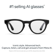 Ray-Ban Meta (Gen 2), Headliner, Matte Black, Clear Lenses | Smart AI Glasses, Camera, Audio, Video