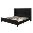 thumbnail image 7 of Papajet King Size Upholstered Platform Bed Frame, Wingback Bed with 50.8" Headboard, Corduroy Black, 7 of 7