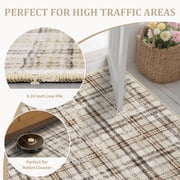 Washable Runner Rugs 2x6ft, Modern Tartan Plaid Non-Slip Low Pile Rug, Machine Washable Soft Stain Resistant Carpet for Kitchen Laundry Room Entryway