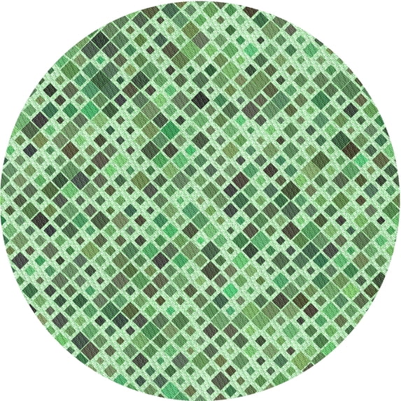 Ahgly Company Machine Washable Indoor Round Transitional Green Area Rugs, 7' Round