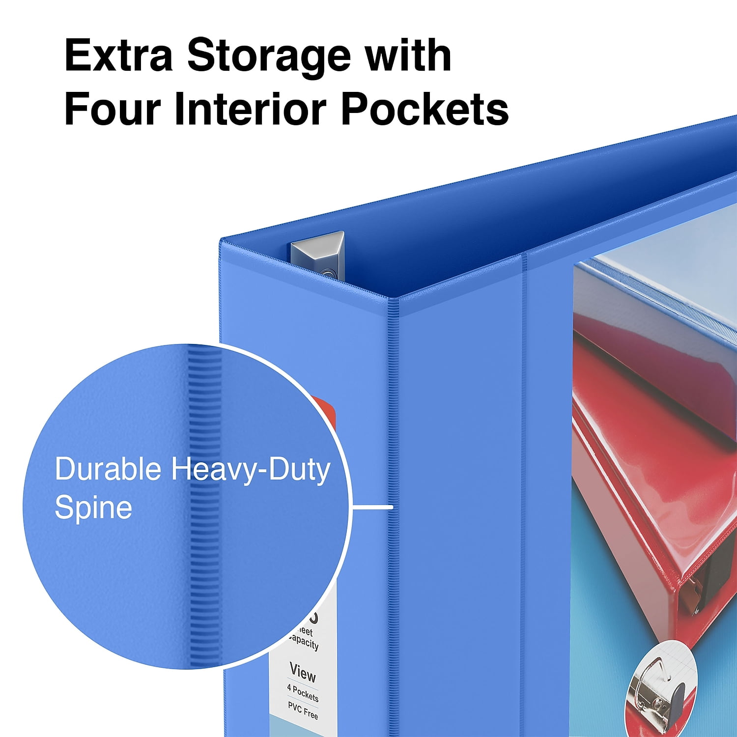 Staples Heavy Duty 4" 3-Ring View Binder D-Ring Periwinkle (ST56293-CC)