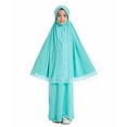 thumbnail image 1 of Sunnyoo Big Girls Lace Long Sleeve Kaftan Maxi Dress with Turban Abaya Robe Outfits, 1 of 6