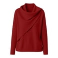 thumbnail image 4 of BODOAO Women's Cowl Neck Sweater Long Sleeve Knit Pullover Draped Asymmetrical Collar Oversized Loose Fit Soft Warm Casual Fall Winter Fashion Top Fashion Clothing Wine XL, 4 of 4