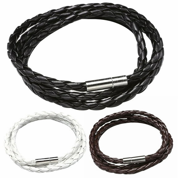 opvise Vintage Women Men Multilayer Braided Leather Cuff Bangle Wristband Bracelet Gift