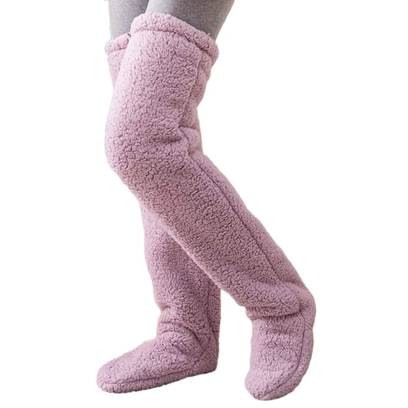 Women Coral Fleece Thigh High Boot Socks Long Winter Stockings Over Knee Leg Warmers Loose Floor Long Sockings