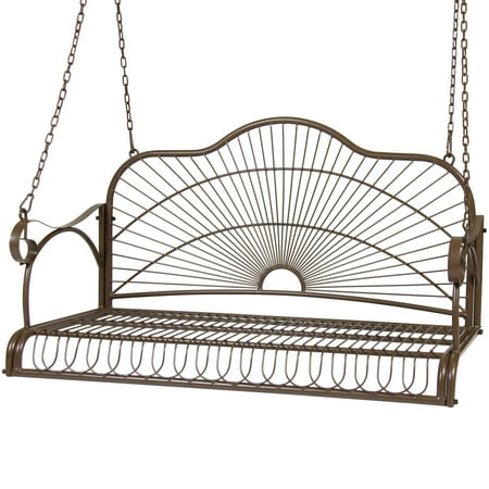 Best Choice Products Outdoor Hanging Iron Porch Swing Chair - (Best Porch Swing With Stand)