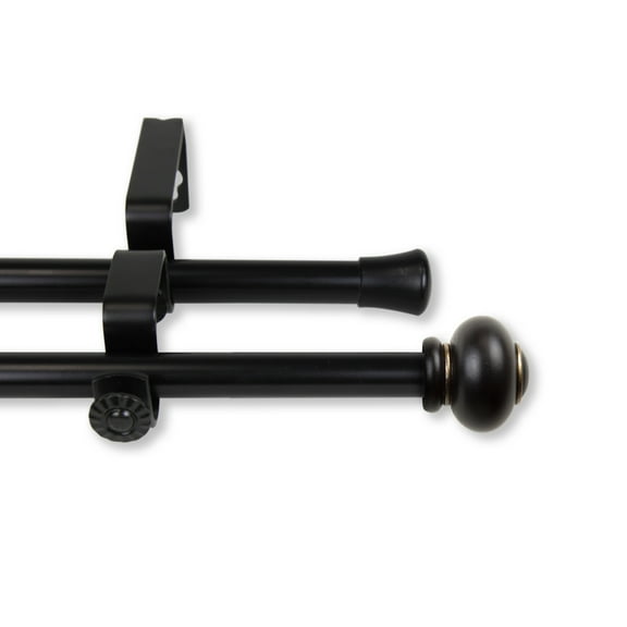 Contemporary Home Living 123.5" Black Contemporary Solid Double Curtain Rod
