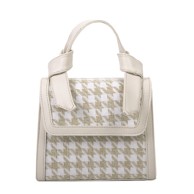 Bolsos de mensajero a cuadros de moda para mujer bolsos de hombro con solapa de PU (blanco) Tmvgtek Oficina Multiescena Multifunción