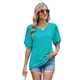 thumbnail image 1 of Camisa de Corta Abullonada para Mujer, Top de Verano, Verde Pavo Real, Talla S, 1 of 6