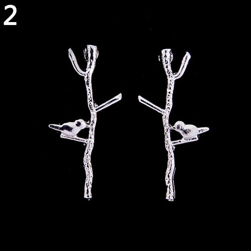 Ayyufe Women Bird Tree Branches Shape Earrings Concise Alloy Ear Studs
