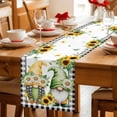 thumbnail image 5 of Sunflower Gnomes Table Runner - 60 Inch Long Spring Farmhouse Country Daisy Leaf Plaid Cotton and Linen Blended Dress Scarves Farmhouse Table Runner for Kitchen Dining, Coffee Table, 13" x 60", 5 of 8