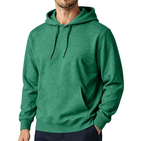 Fabrcox Hoodie for Men Fleece Lined Long Sleeve Sweat Shirt for Mens Casual Athletic Drawstring Fall Winter Warm Pullover for Men with Pocket Green M