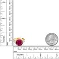thumbnail image 3 of Gem Stone King 18K Yellow Gold Plated Silver Red Created Ruby 3-Stone Ring for Women (8.54 Cttw, Round 12MM, Trillion 5MM, Size 7), 3 of 3