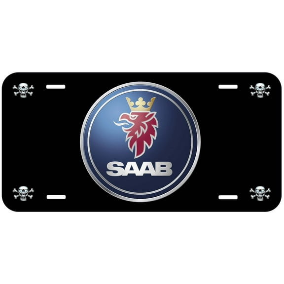 Saab Black with Skull Flat Novelty Car Auto License Plate