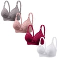 thumbnail image 1 of Soutiens-gorge pour Femmes, 4 Pcs Soutien-Gorge Imprimé pour Femme, Rassemblé, Grande Taille, Soutien-Gorge Quotidien Sans Armatures, Soutien-Gorge Quotidien, 1 of 4