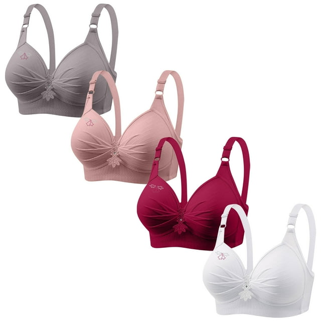 Soutiens-gorge pour Femmes, 4 Pcs Soutien-Gorge Imprimé pour Femme, Rassemblé, Grande Taille, Soutien-Gorge Quotidien Sans Armatures, Soutien-Gorge Quotidien