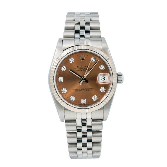 Pre-Owned Rolex Lady-Datejust 31MM 68274 Brown Diamond Dial Stainless Steel Jubilee Bracelet