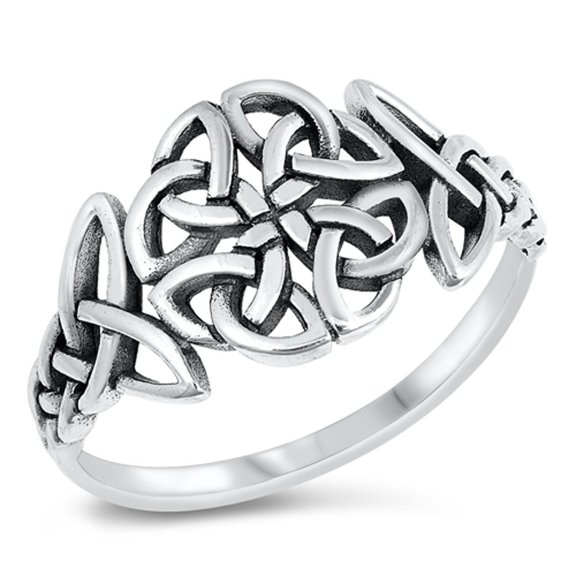 Celtic Triquetra Knot Ring .925 Sterling Silver Band Jewelry Female Male Unisex Size 9