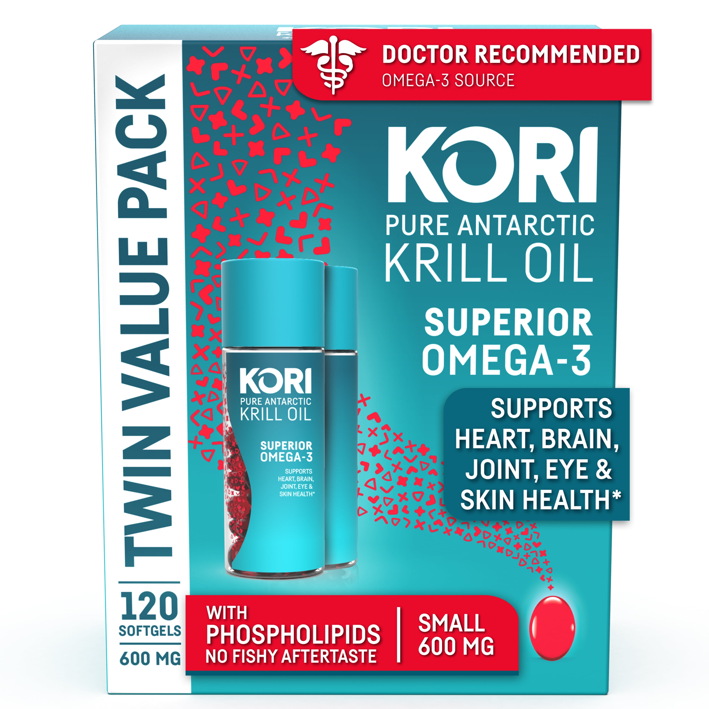 Kori Krill Oil Superior Omega3 600mg 120ct, Small Softgels Walmart