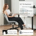 thumbnail image 3 of YOUNIKE Cute Armless Office Desk Chair Modern Upholstered Faux Leather Swivel Task Chair, Gray, 3 of 11