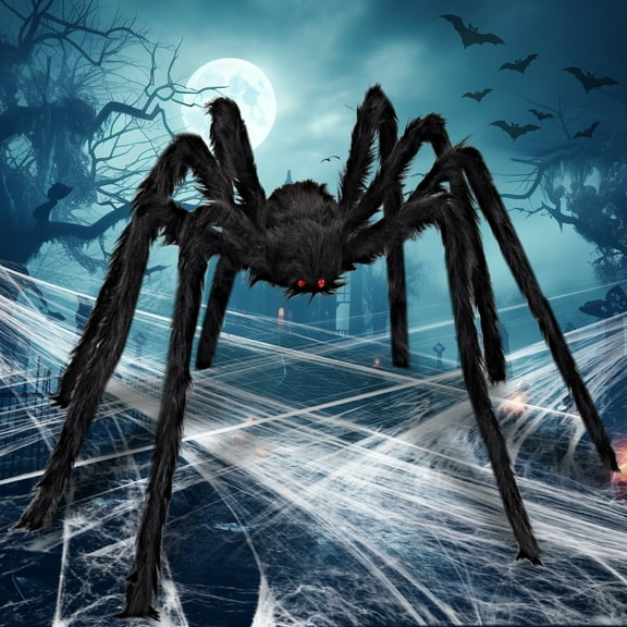 Joyfy 6.5 ft Giant Spider Halloween Decorations,Scary Spider Halloween Outdoor Party Decorations Props Halloween Yard Decorations,Black