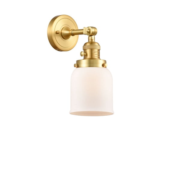 203SW-SG-G51-Innovations Lighting-Bell - 1 Light Wall Sconce In Industrial Style-10 Inches Tall and 5 Inches Wide-Satin Gold Finish-Matte White Glass