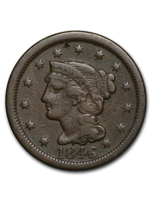 1846 Large Cent Tall Date VG