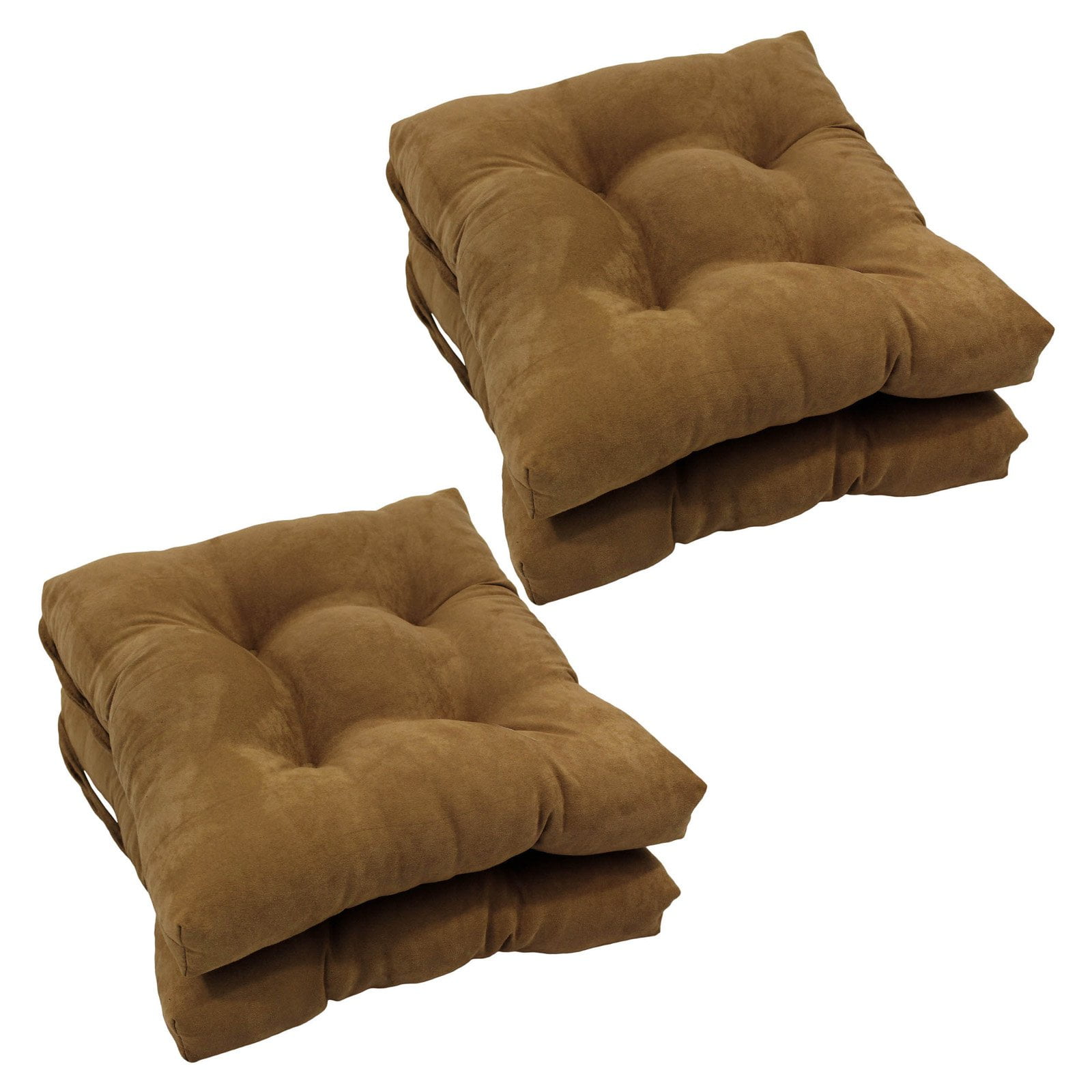 Blazing Needles 16 in. Square Micro Suede Dining Chair Cushions - Set