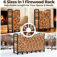 thumbnail image 4 of 8ft Outdoor Firewood Rack, Fireplace Heavy Duty Firewood Pile Storage Racks For Patio Deck Metal Log Holder Stand Tubular Steel Wood Stacker Outside Tools Accessories Black, 4 of 9
