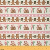 Castle Fairy Merry Christmas Girl Fabric by the Yard 2 Yards,Gingerbread Man Room Decor Fabric by the Yard,Candy Canes Sewing Fabric,Lightweight Room Decor