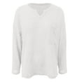 thumbnail image 5 of UJNDER Women's Knit Long Sleeve V Neck Shirts Casual Solid Color Loose Blouses for Everyday Comfort and Fall Style White White, 5 of 5
