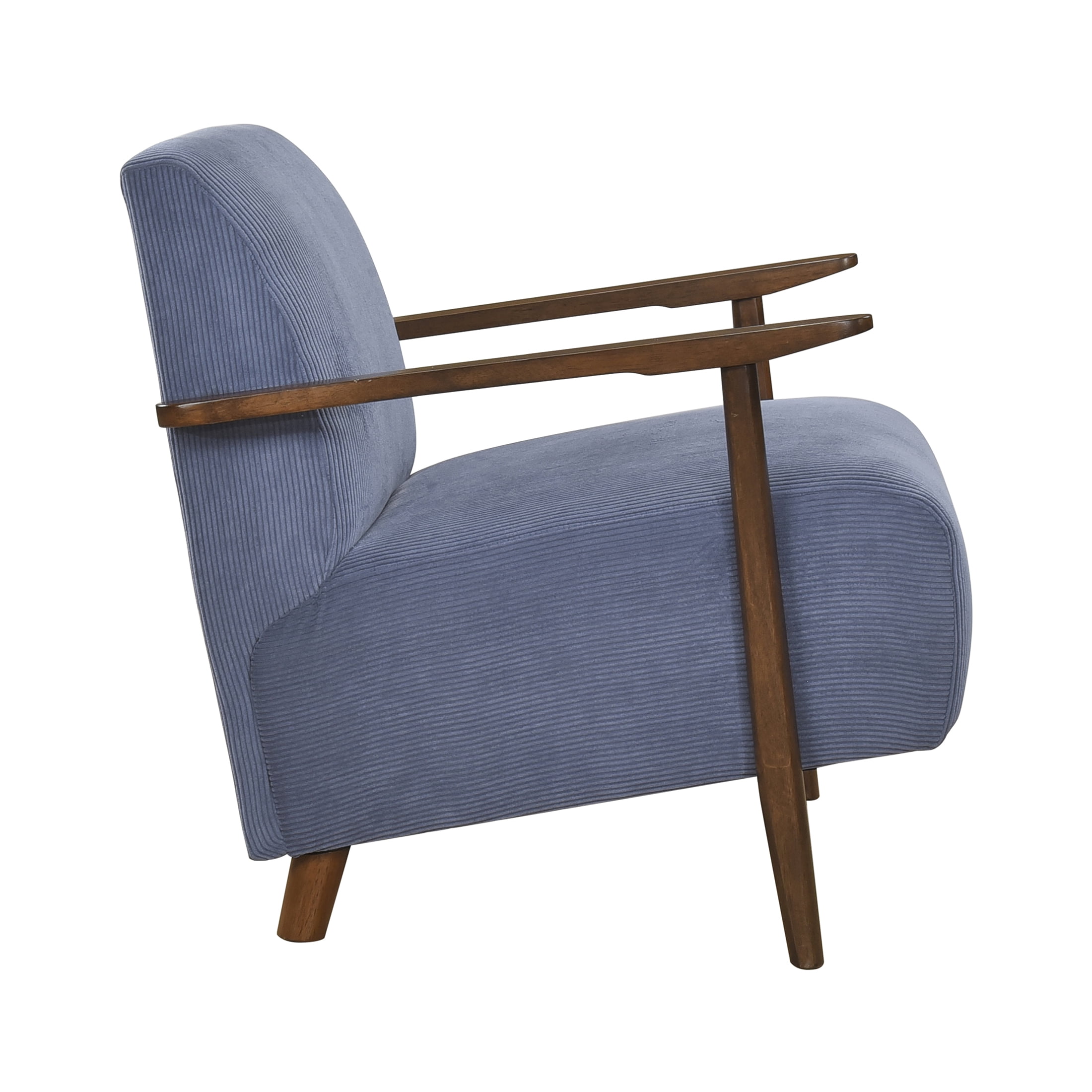 OakvillePark Aralune Corduroy Accent Chair, Blue and Brown Wood Finish