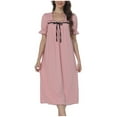 thumbnail image 2 of Antinious Womens Fashion Nightdress Short Sleeve Solid Sleepwear Dress,Holiday!Nightgowns for Women,Women Pajama Dress,Pink,L, 2 of 5
