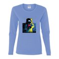 thumbnail image 2 of Wild Bobby, Colorful Cosmic Neon Astronaut Lunar Spaceman Moon Galaxy, Fashion, Women Graphic Long Sleeve Tee, Light Blue, Small, 2 of 4