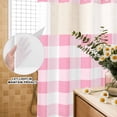 thumbnail image 3 of No Hook Shower Curtain, Pink Checkered Shower Curtains for Bathroom with See Through Top Window, Pink White Buffalo Plaid Waterproof & Washable Bath Curtain 60"x72", 3 of 9