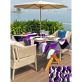 thumbnail image 5 of Outdoor Tablecloth with Umbrella Hole and Zipper, Purple Stripe Waterproof Patio Tablecloth for Dining 52''x70'', Black Grey White Gradient Striped Geometric Wipeable Table Cover for Picnic BBQ Party, 5 of 9