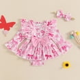 thumbnail image 2 of Okbabeha Newborn Baby Girl Valentine's Day Outfits Heart  one-piece  Romper Dress Long Sleeve Bodysuit Headband Set Clothes, 2 of 8