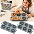 thumbnail image 1 of Moldes de silicona para donas con bandeja de 6 cavidades | Utensilios redondos reutilizables y antiadherentes para hornear | Apto para horno, microondas y congelador | Borde de acero para un, 1 of 6