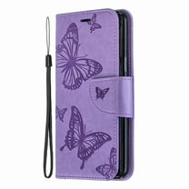 Allytech Galaxy S9 Case, Slim Fit PU Leather Folio Butterfly Embossed Shockproof Wrist Hand Strap Flip Cards Holder Wallet Case TPU Back Cover for Samsung Galaxy S9,Violet