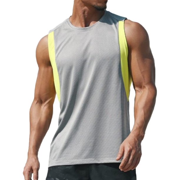 T52T53 - playera sin mangas de malla para hombre, de secado rápido T52_gris claro G T52_gris claro G Xishao ropa