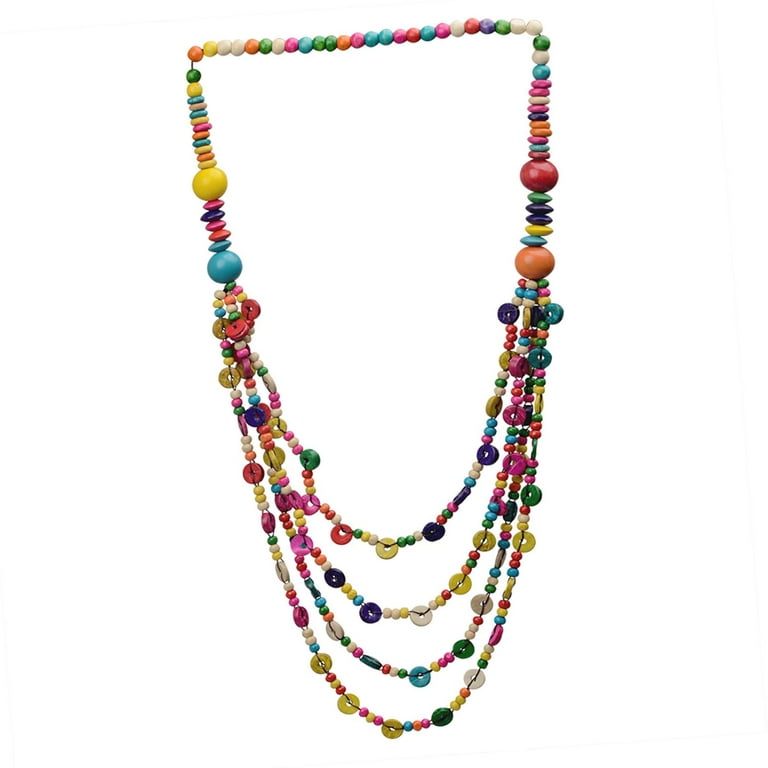 Bohemian Necklace with Multi Colored Beads Multi Layers Durable Handcrafted, Women's, Size: 100 cm, Grey Type