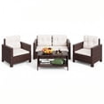 thumbnail image 7 of Lacoo 4 Pieces Patio Furniture Sets Rattan Chair Wicker Conversation Sofa Set Outdoor Tble and Chairs for Backyard Porch Garden Poolside Balcony, White, 7 of 7