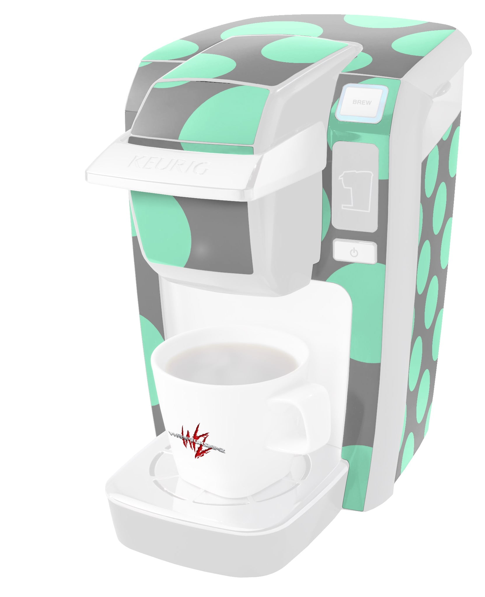 Kearas Polka Dots Mint And Gray Decal Style Vinyl Skin fits Keurig
