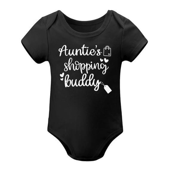 Aunties Shopping Buddy - Baby Clothes - Funny Newborn Bodysuit Outfits for Boys And Girls Black-style 9months