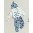 thumbnail image 3 of GXFC Newborn Boys Girls Fall Outfits Infant Long Sleeve Graphic Print Romper Tops and Pants and Hat Toddler Autumn Three Piece Set 0-18M, 3 of 8