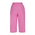 thumbnail image 6 of SYMOID Hot Pink Gingham Capri Pants for Women 100% Cotton Elastic Waist with Pockets and Drawstring Casual Summer Lounge Pants S-XXXL,Size M, 6 of 7